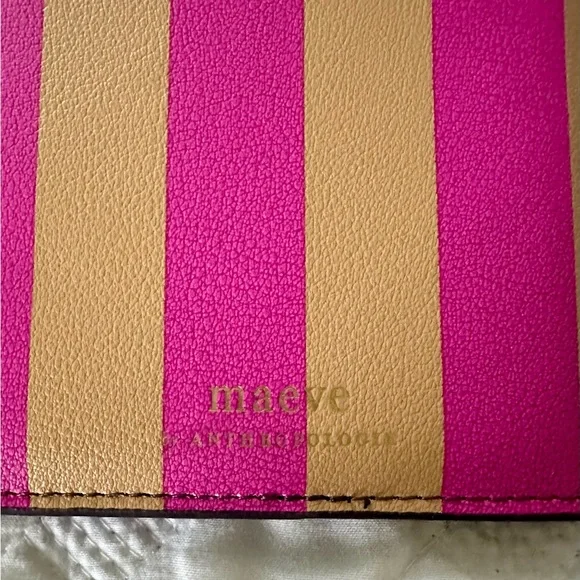 Maeve by Anthropologie “Bon Voyage” Hot Pink and Tan Striped Passport Holder - Picture 6 of 7